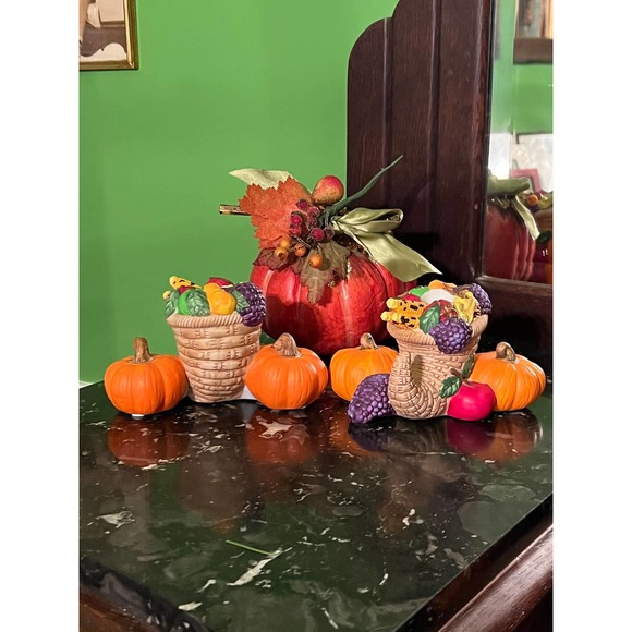 Partylite Harvest Time Cornucopia Taper Candle Holders  Thanksgiving Table Decor - Picture 3 of 10